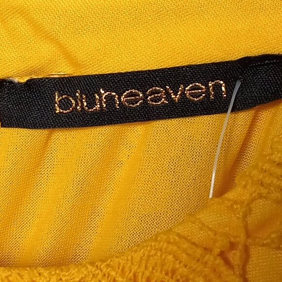 Blu Heaven Dress Womens Large Casual Lace Bodycon Sleeveless Yellow NWT Beach - Picture 5 of 9